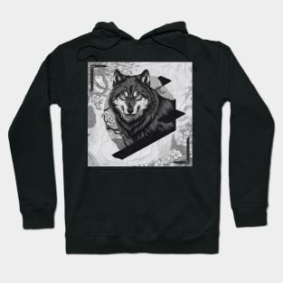 Brooding Wolf Japanese Art Print Hoodie